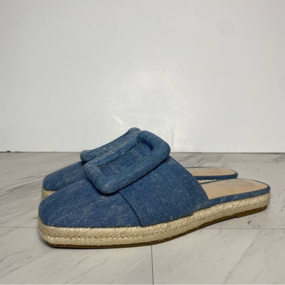 Vince Camuto Jinannie Stonewash Denim Square Toe Espadrille Mule 7 1/2 M - Picture 13 of 13